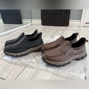 Men's Black and Brown Slip-On Shoes